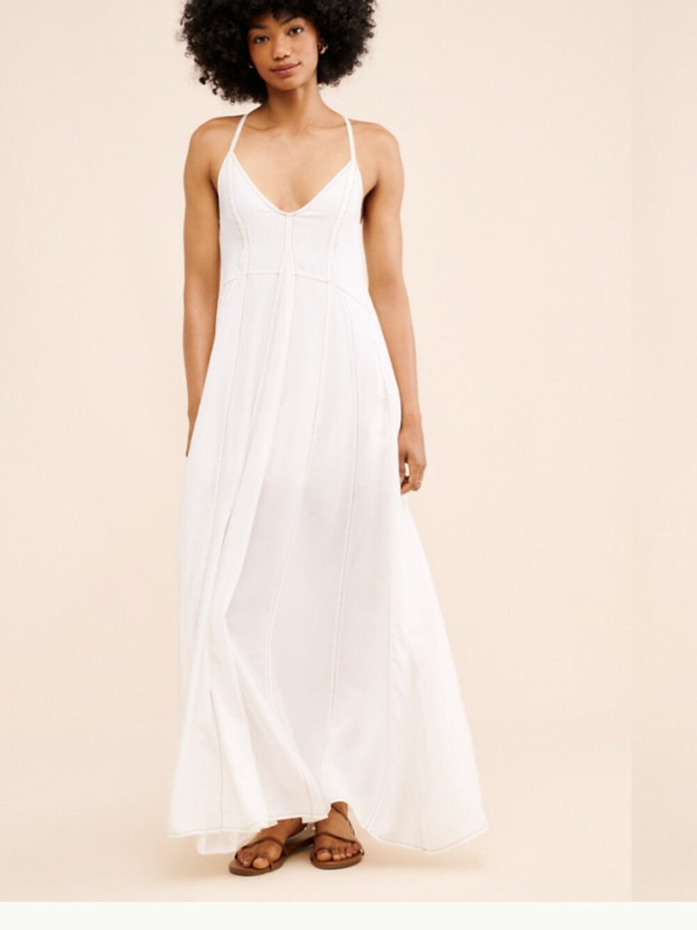 ANTHROPOLOGIE MINKPINK light pink seamed maxi dress xs